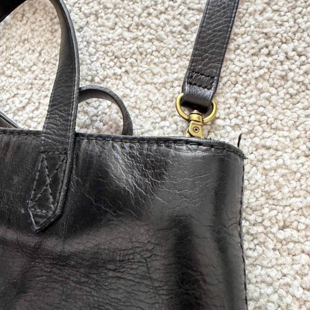 Madewell Zip Top Transport Crossbody Tote Bag Black Leather Minimalist Casual - Picture 4 of 11